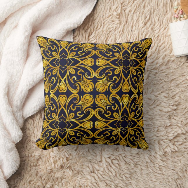 blue abstract baroque throw pillow (Blanket)