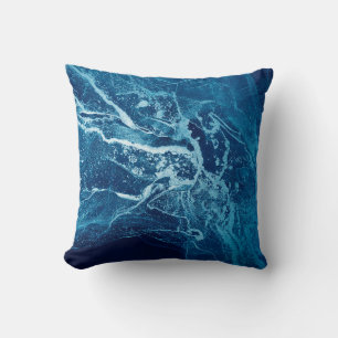 Blue Abstract. Blue and White colour Blots. Clear  Throw Pillow