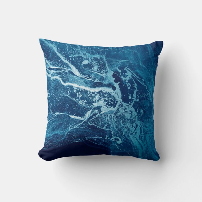 Blue Abstract. Blue and White colour Blots. Clear  Throw Pillow (Front)