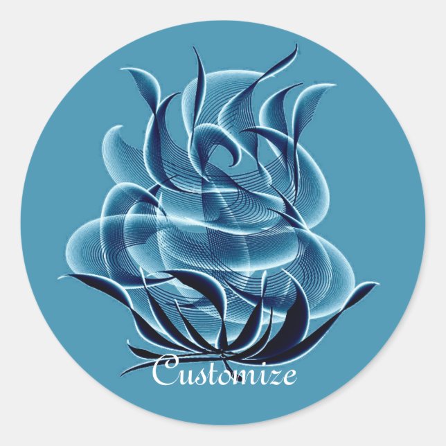 Blue Abstract Blue Rose Stickers (Front)