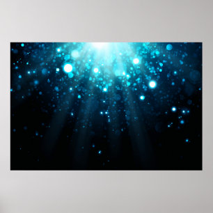 Blue abstract bokeh on blur background. poster