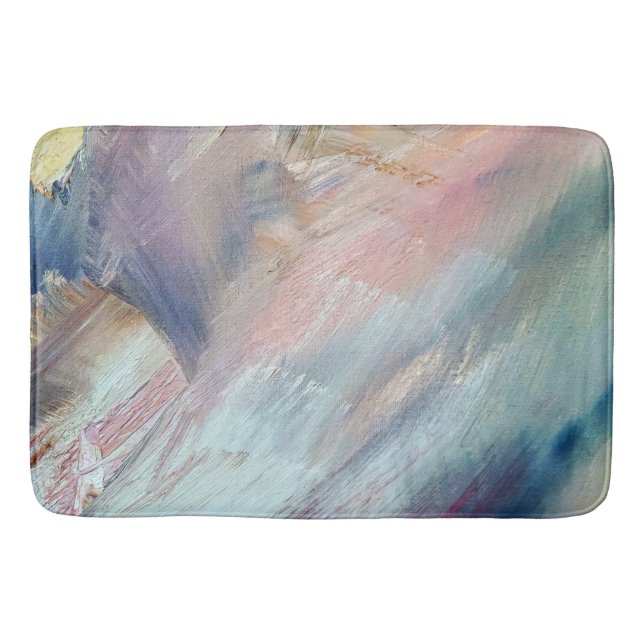 Blue Abstract Brush Stroke Bath Mat (Front)