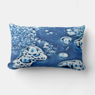 Blue Abstract Bubbles Water and Ice Lumbar Pillow