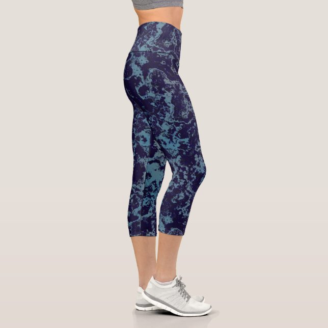 Blue Abstract Capri Leggings (Right)