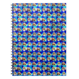 Blue Abstract Cavalier Dog Pattern, Notebook