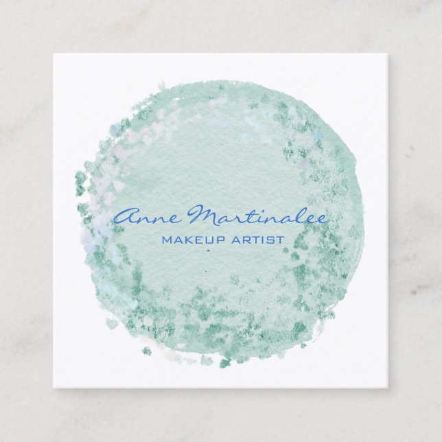  Blue Abstract Circle Square Business Card (Front)
