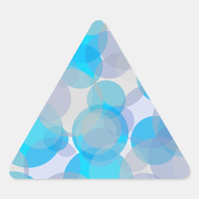 Blue abstract circles design triangle sticker (Front)