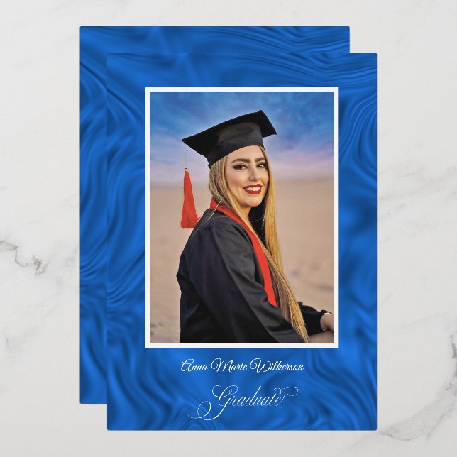 Blue Abstract College Graduation announcement (Front/Back)