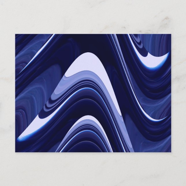 Blue Abstract Contemporary Modern Art Postcard (Front)