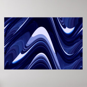 Blue Abstract Contemporary Modern Art Print Poster