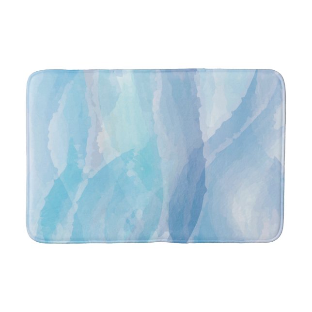 Blue, abstract, cool water colour brush stroke art bath mat (Front)