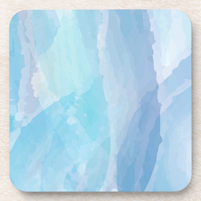 Blue, abstract, cool water colour brush stroke art coaster (Front)