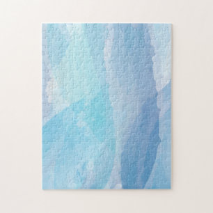 Blue, abstract, cool water colour brush stroke art jigsaw puzzle