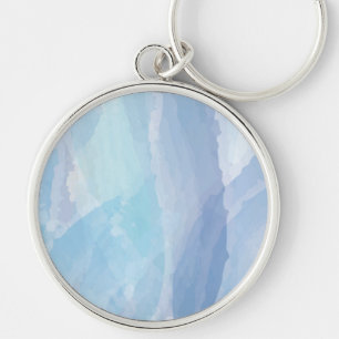 Blue, abstract, cool water colour brush stroke art keychain