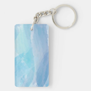 Blue, abstract, cool water colour brush stroke art keychain