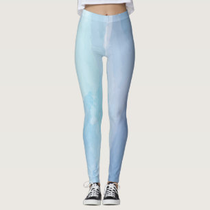 Blue, abstract, cool water colour brush stroke art leggings