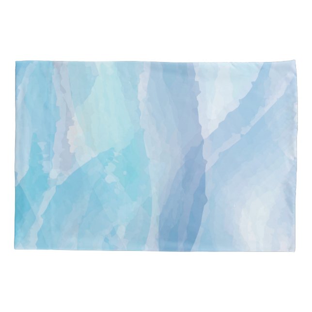 Blue, abstract, cool water colour brush stroke art pillowcase (Back)