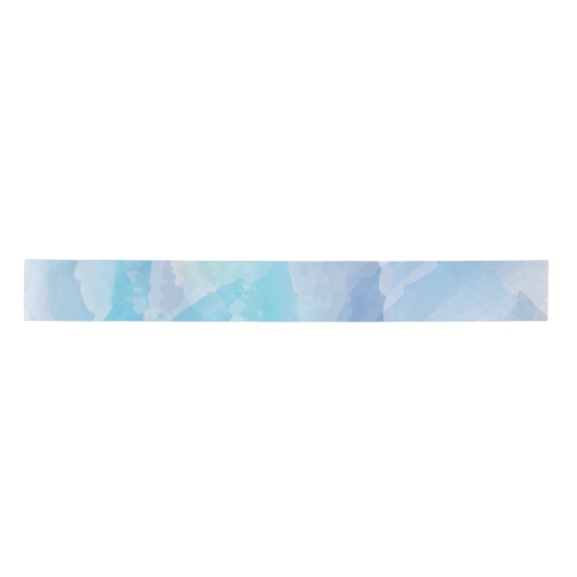 Blue, abstract, cool water colour brush stroke art satin ribbon (Front)