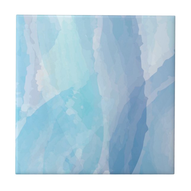 Blue, abstract, cool water colour brush stroke art tile (Front)