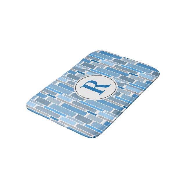 Blue abstract design. Customizable. Bath Mat (Angled)