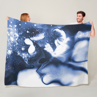 Blue Abstract Design Digital Painting Fleece Blanket