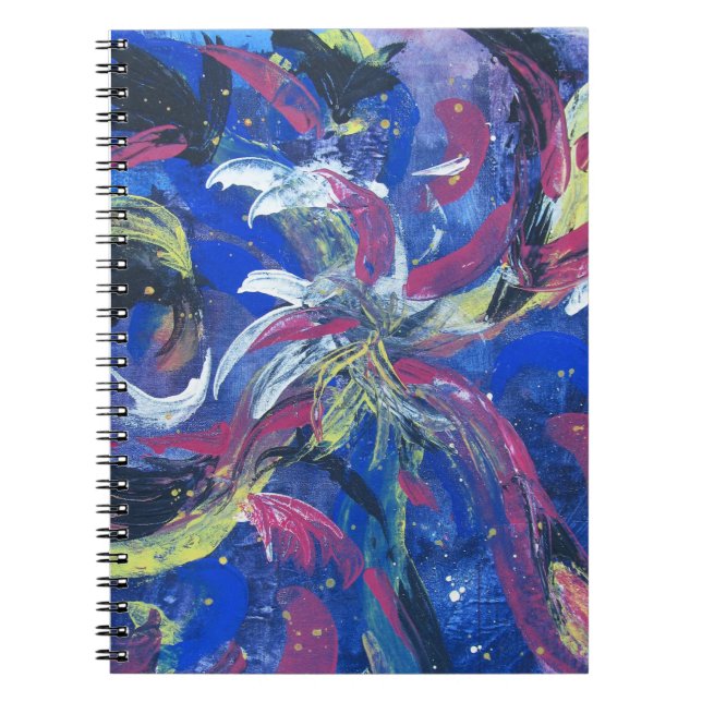 Blue Abstract Fireworks Journal Notebook (Front)