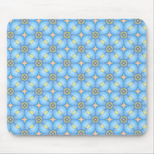 Blue abstract floral pattern mouse pad