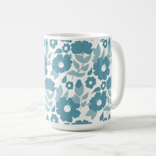 Blue abstract flowers wrapping paper coffee mug