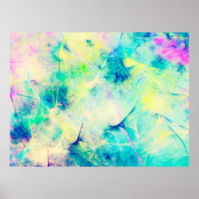 blue abstract fractal background 3d rendering3d, a poster (Front)