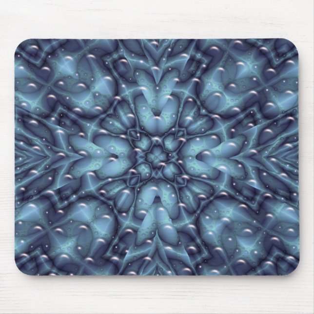 blue abstract fractal mouse pad (Front)
