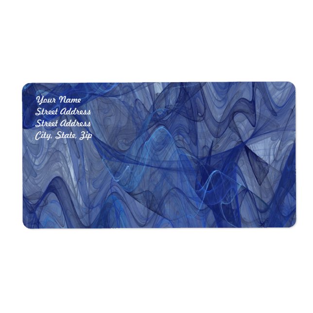 Blue Abstract Fractal Shipping Label (Front)