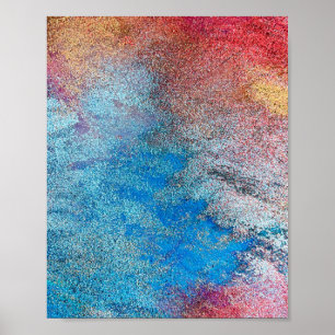 Blue abstract Fun Watercolor Art Waves Unique Post Poster