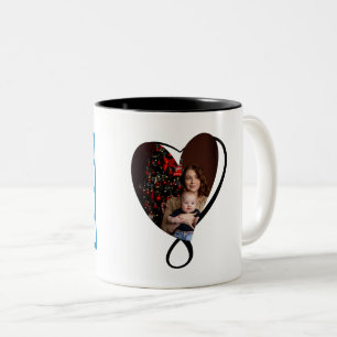 Blue Abstract Geometric M Two-Tone Coffee Mug