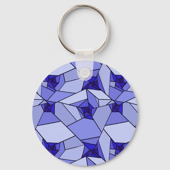 Blue Abstract Geometric Pattern Keychain (Front)