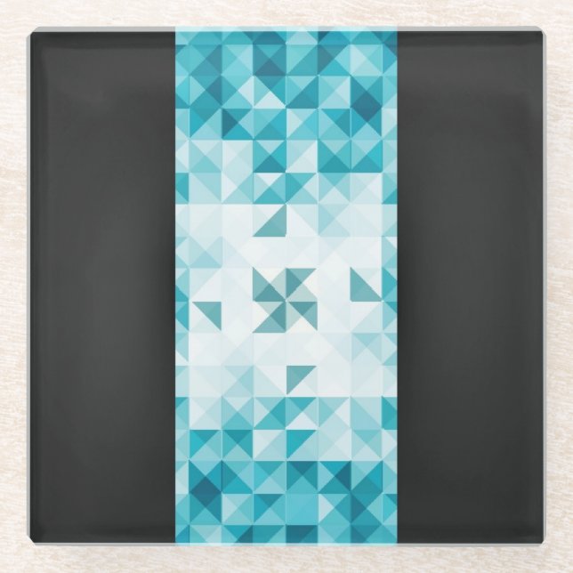Blue Abstract Geometrical Background Template Glass Coaster (Front)