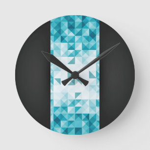 Blue Abstract Geometrical Background Template Round Clock