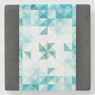 Blue Abstract Geometrical Background Template Stone Coaster