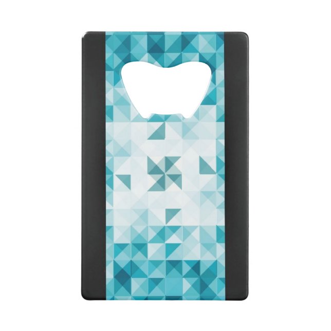 Blue Abstract Geometrical Background Template Wallet Bottle Opener (Front)