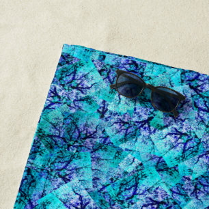 Blue Abstract Jacaranda Tree, Beach Towel