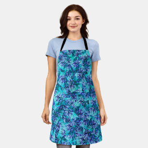 Blue Abstract Jacaranda Tree, Full Print Apron