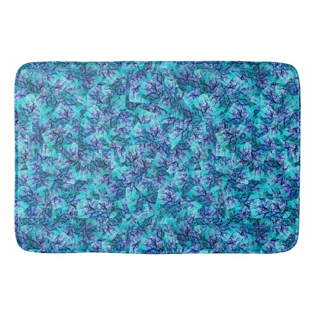 Blue Abstract Jacaranda Tree, Memory Foam Batmat Bath Mat (Front)