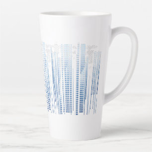 Blue Abstract Latte Mug - Modern Tall Coffee Cup