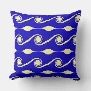 Blue Abstract Life Waves Throw Pillow