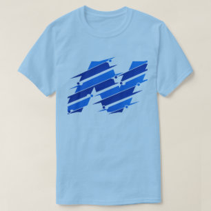 Blue Abstract Logo T-Shirt Modern Futuristic Geo