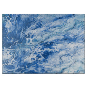 Blue Abstract Marble Background Cutting Board