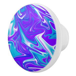 Blue Abstract Marbleized Sky, Ceramic Draw Knob