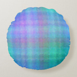 Blue Abstract Mosaic Seamless Pattern Round Pillow