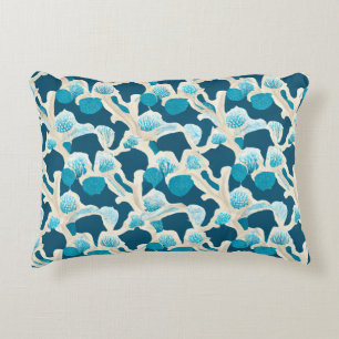 Blue Abstract Ocean Floor   Coastal Pattern Accent Pillow