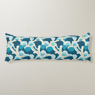 Blue Abstract Ocean Floor   Coastal Pattern Body Pillow