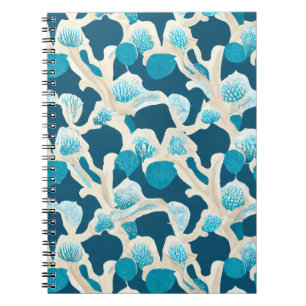 Blue Abstract Ocean Floor   Coastal Pattern Notebook